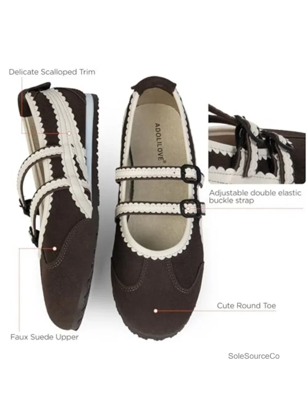 Women's Ballet Sneakers Mary Jane Flats Slip On Elastic Straps Memory Foam
